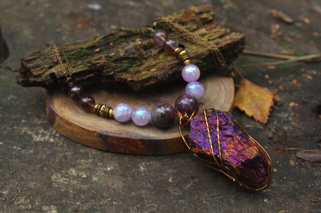 ピーコックオレ ネックレス 霊的な知恵と瞑想、リラックスの為の石