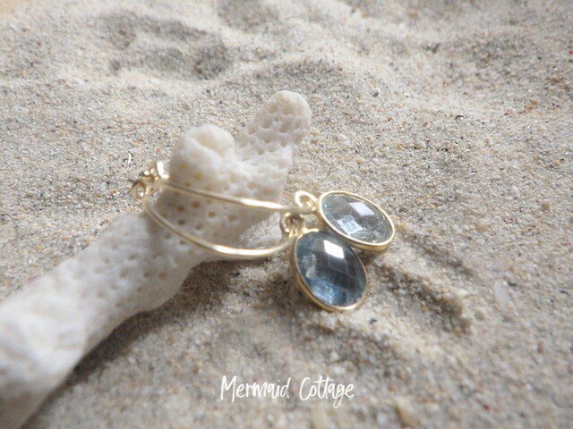 ⭐︎11月誕生石＊宝石質ブルートパーズのフープピアス⭐︎Blue