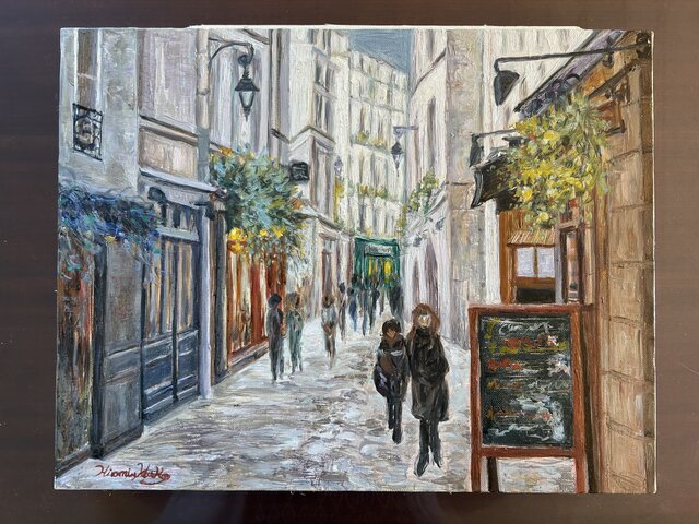 サンジェルマンデプレ(油絵F6号、原画一点物、フランス、パリ