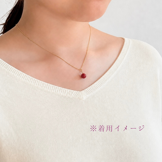 ラス1 K18 8mm シンプル コーラル/珊瑚 ネックレス - 純L | iichi 日々