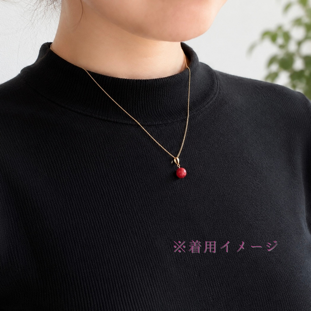 ラス1 K18 8mm シンプル コーラル/珊瑚 ネックレス - 純L | iichi 日々