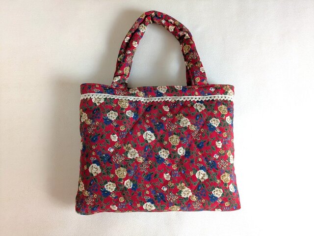 花柄キルティングのミニバッグ（赤） | iichi 日々の暮らしを