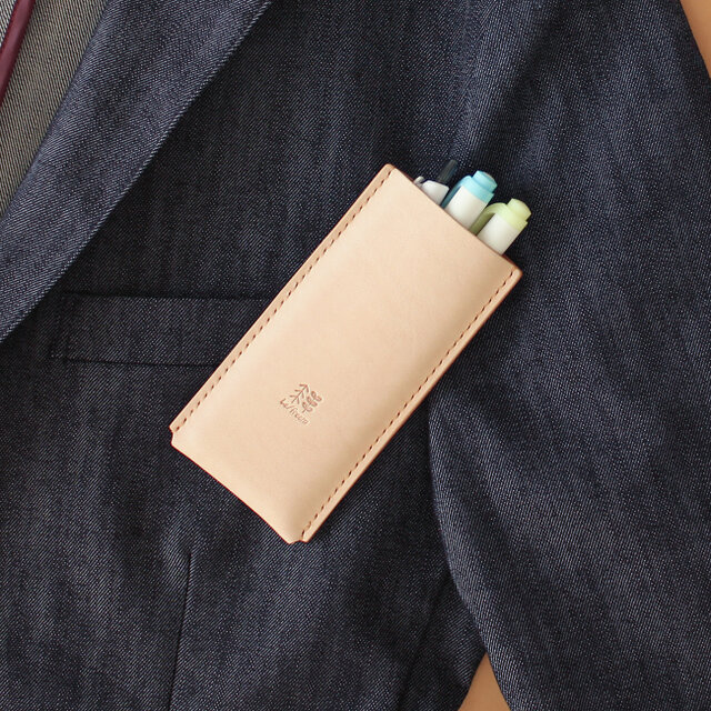 胸ポケット ペンケース 3本タイプ LF-098 ヌメ革 牛革 レザー 白衣やYシャツのポケットに入るペンケース