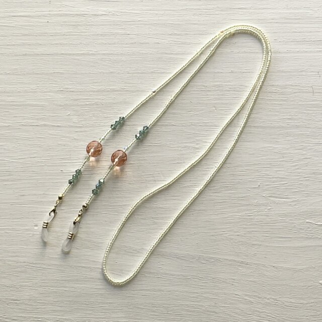 グラスコードSWAROVSKI×チェコビーズ（眼鏡コード・ストラップ）イエロー系①