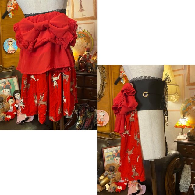 和洋折衷 帯飾り 帯バッスル レトロ 古着 リメイク リボン シフォン  