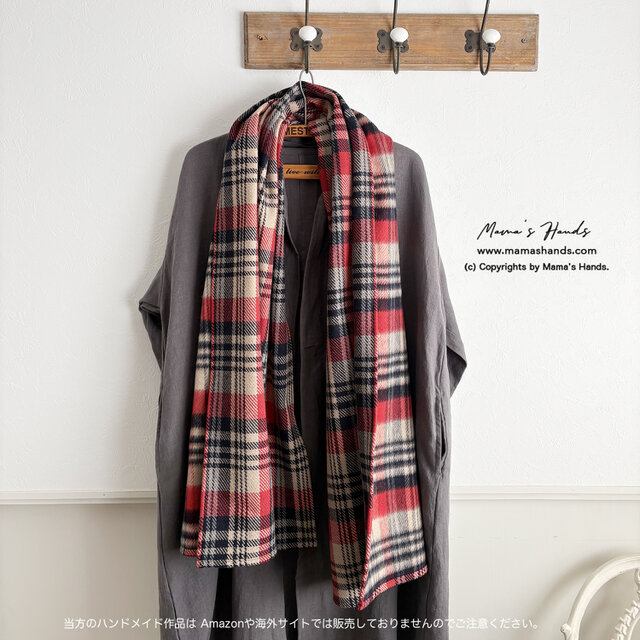 ⭐️4点売れました⭐️《英国調 チェック》大きめ 赤系  黒 ベージュ 織り ウール 厚手系 秋 冬 ストール ショール