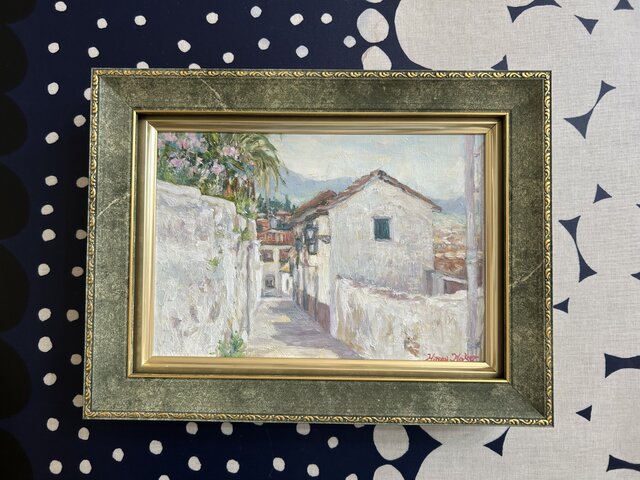 旅の途中（原画、油絵SM 、スペイン、額付き） | iichi 日々の暮らしを