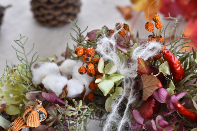 野ばらの実　リース　大きめ 野ばらの実サンキライの実ハーフリース - ナチュラルリース森の木