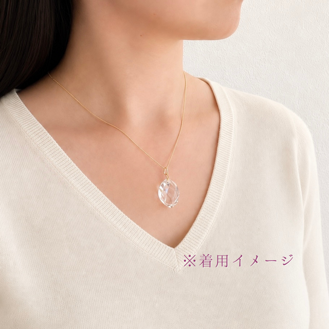 ラス1 20mm 大粒 クォーツ/白水晶 天然石ネックレス - Prism -clear- S
