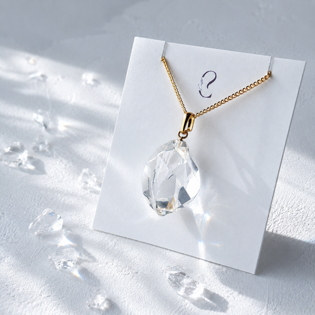ラス1 20mm 大粒 クォーツ/白水晶 天然石ネックレス - Prism -clear- S