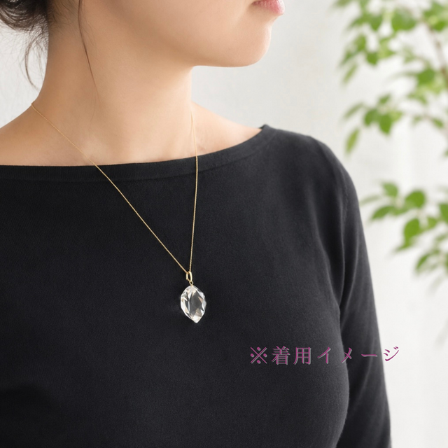 ラス1 20mm 大粒 クォーツ/白水晶 天然石ネックレス - Prism -clear- S