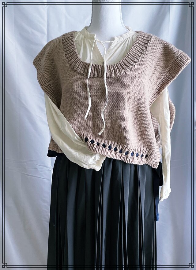 手編みリボンベスト