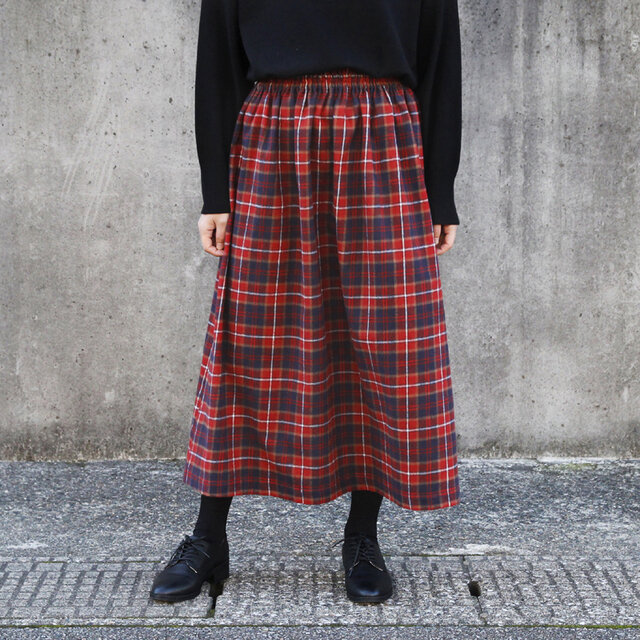 柔らかくて心地良い 上質な肌触り シャギーチェック スカート（バー