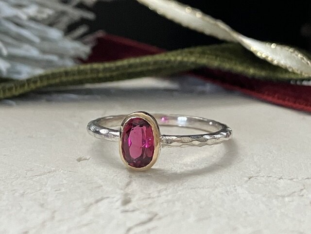 鮮やかレッドが美しい ルベライト（トルマリン）・リング（silver925