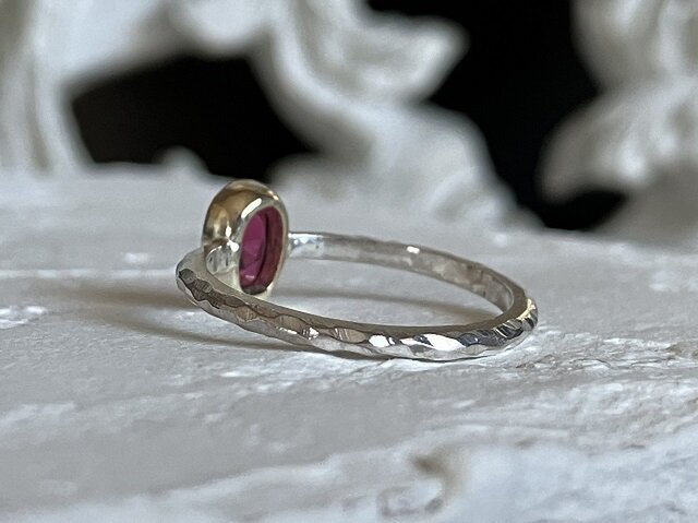 大粒　トルマリン（ルベライト）　シルバーリング 鮮やかレッドが美しい ルベライト（トルマリン）・リング（silver925