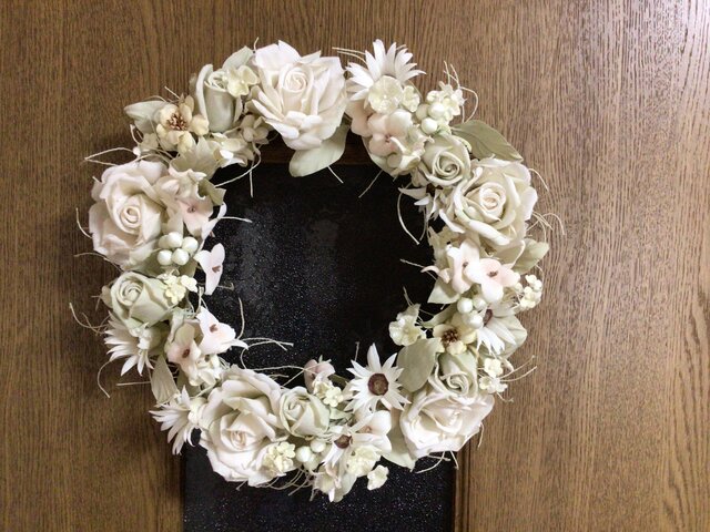 布花　リース　絹 薔薇リース(布花) | iichi 日々の暮らしを心地よくする