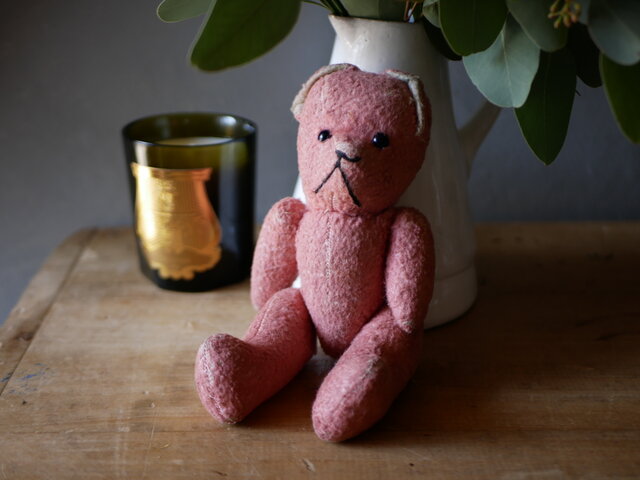 ピンクのテディベア フランスアンティーク アンティークのある生活