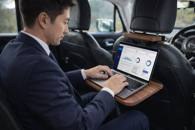 ☆タイムセール【ウォールナット】後部座席用の車載デスク 車中泊