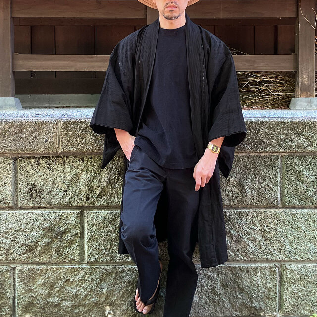 羽織 メンズ 着物 古布 リメイク素材 アンティーク ジャパンヴィンテージ 縞模様