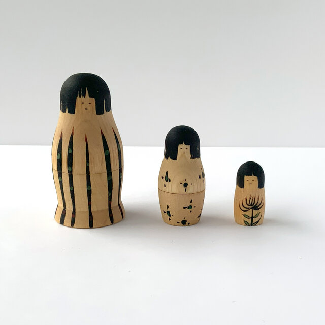 おかっぱマトリョーシカ　縞模様