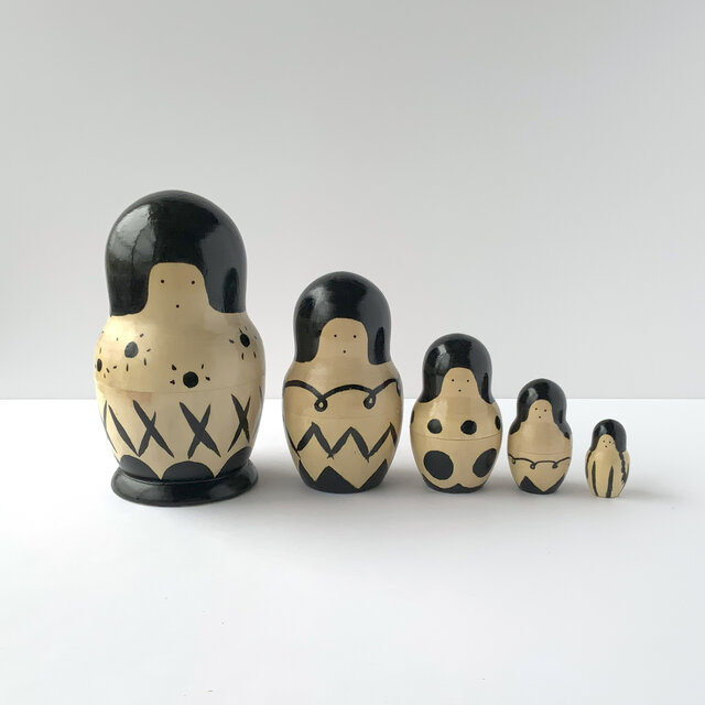 おかっぱモノトーンマトリョーシカ　＊大