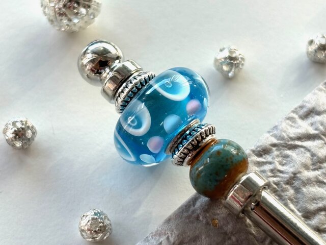 かんざし クラゲの様なサークル模様のとんぼ玉 一本挿し 一本簪 涼しげ