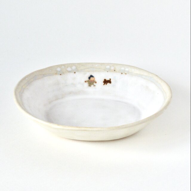 楕円深皿 ［ 雪がつもったよ ］