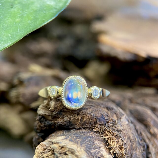 K14YGアンデシン・ラブラドーライトリング(送料無料)ダイヤ入り