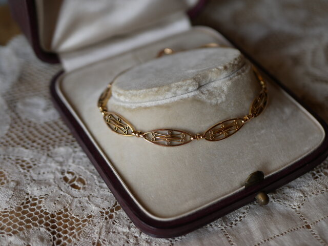 フランス アンティーク ブレスレット ① フランス アンティーク フィリグリー ブレスレット 1900年頃 K18