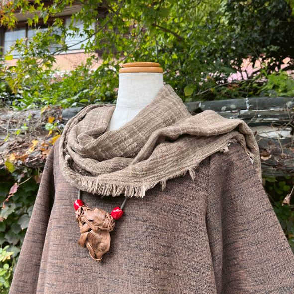 播州織柿渋染めロングストールK24126