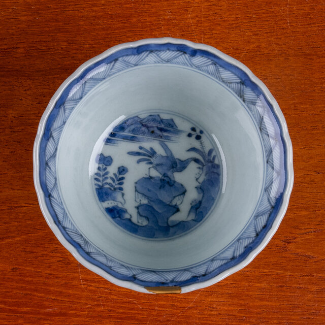 古伊万里 染付 芙蓉手花鳥文 向付 江戸後期 E1188C | iichi 日々