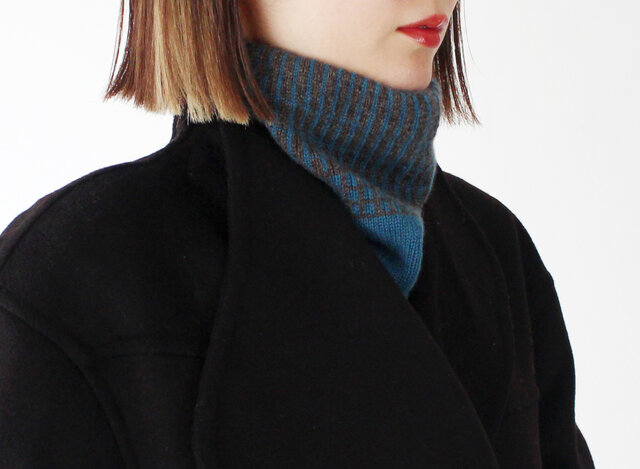 カシミヤ100：% PERCENT ネックウォーマー （ブルー）ホールガーメント