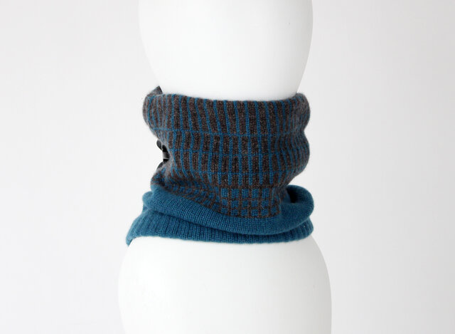 カシミヤ100：% PERCENT ネックウォーマー （ブルー）ホールガーメント