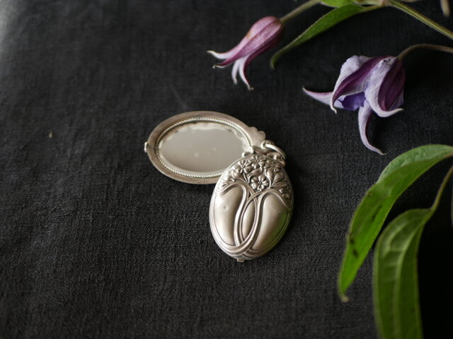 フランスアンティークコンパクト シャトレーンアイテム コンパクトミラー フランスアンティーク