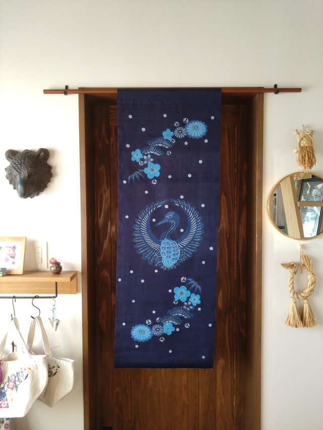 琉球藍　タペストリー　琉球びんがた　藍型