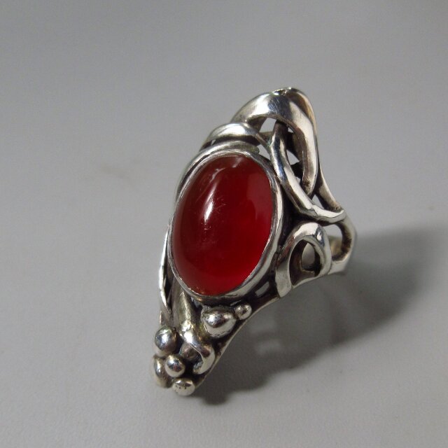 こっくり秋色　落ち着いた赤色カーネリアン・シルバーリング