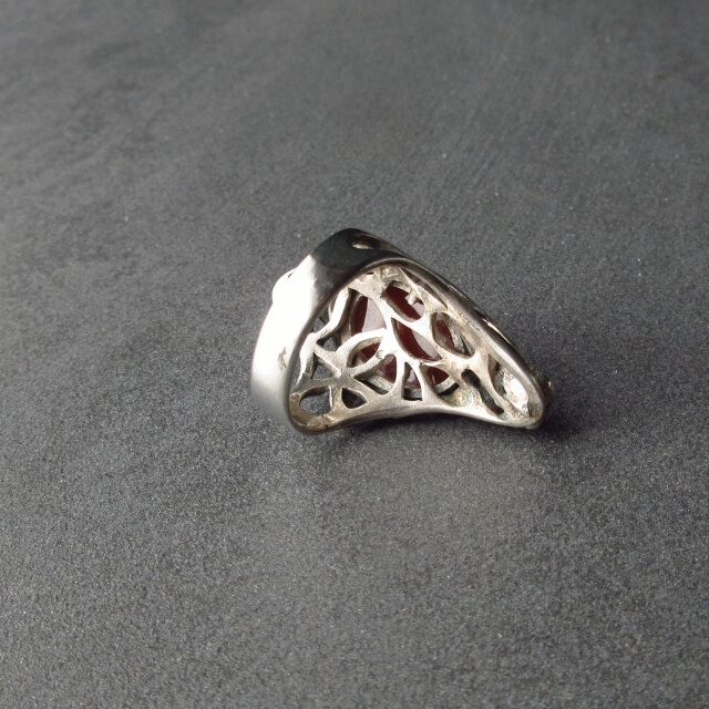 こっくり赤色 カーネリアン・シルバーリング | iichi 日々の暮らしを