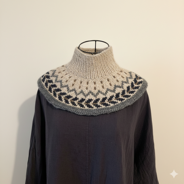 ロピーセーター柄ネック＆ショルダーウォーマー茶色