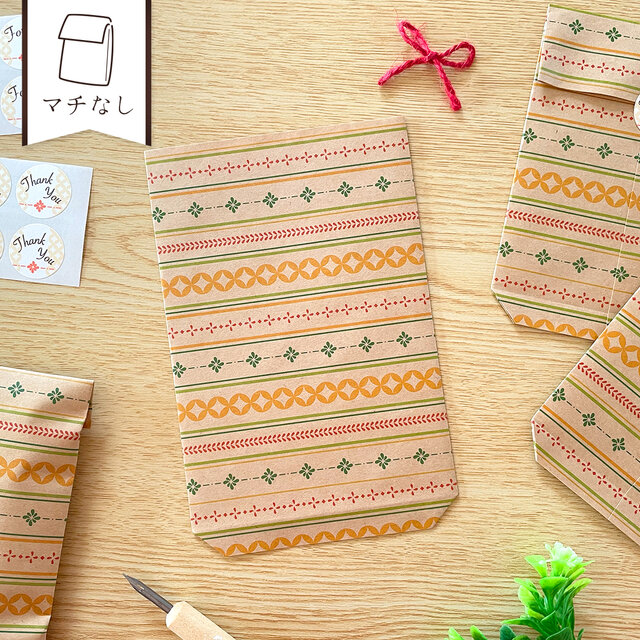 和レトロ模様のミニ平袋〈5枚入〉ぽち袋 お年玉 封筒 マチなし