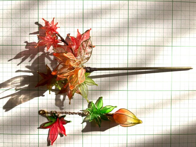 紅葉様 アベンチュリン 專用ページ 紅葉もみじのかんざし(一本簪) かんざし ひめもも 通販 16903996