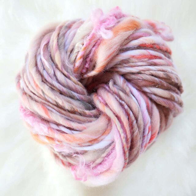 可愛いあなたとミルクティー｜98g/50m極太単糸｜手紡ぎ毛糸｜桜染め