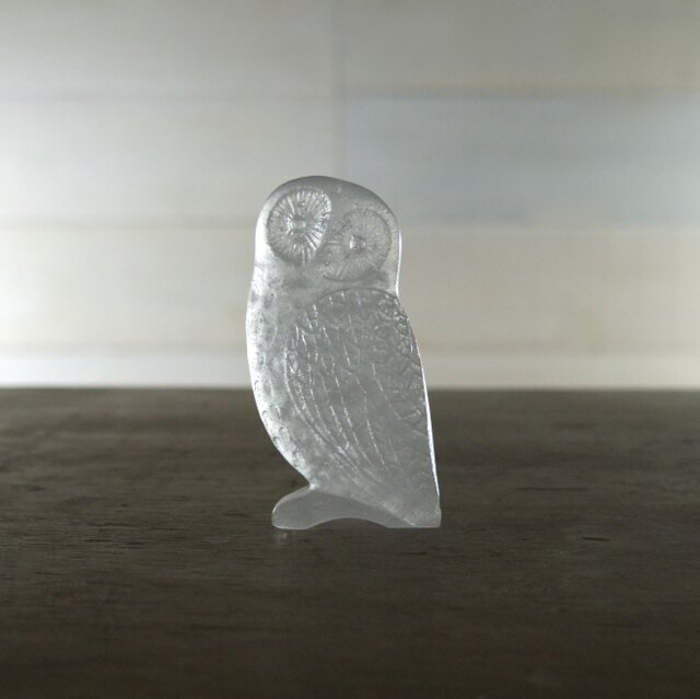 ヴィンテージ　Nybro Sweden　ガラス　置物　梟　フクロウ フクロウの置き物・ガラスの梟 / クリスタルガラス