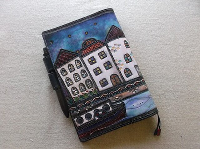 ほぼ日手帳カズン対応 A5サイズ手帳カバー レザー 刻印＆拭き染め