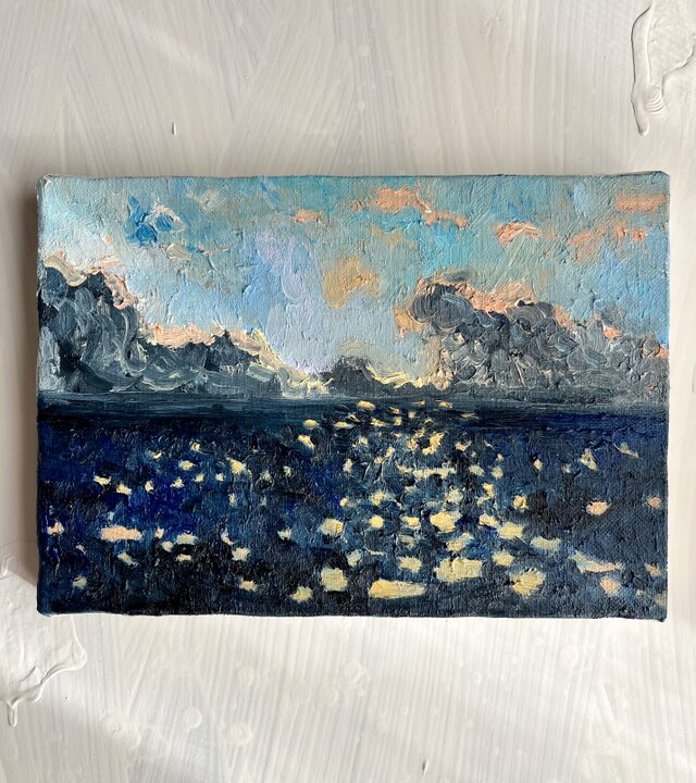 原画「朝の海 i 」サムホール・油彩