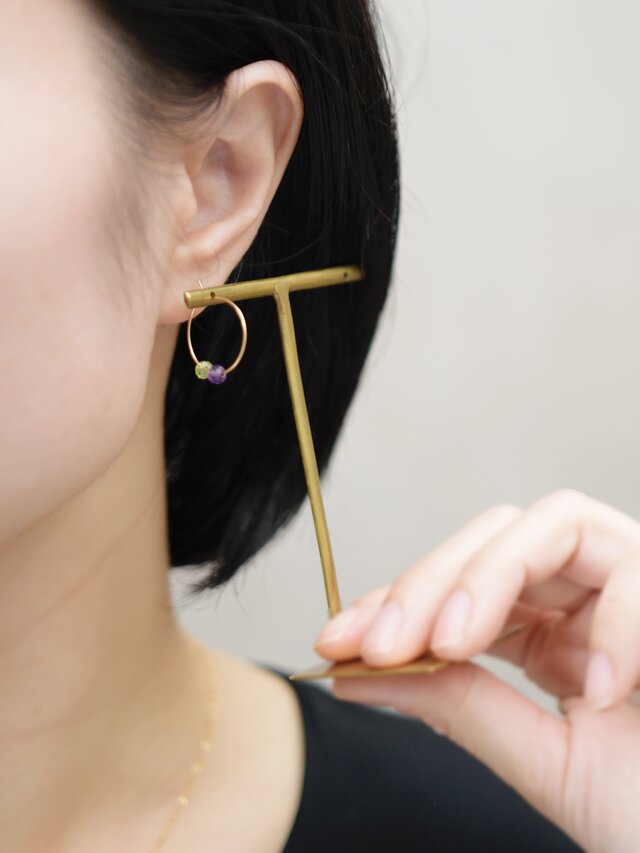 2石〜増やせる、選べる【誕生石・14kgf フープピアス】 | iichi 日々の