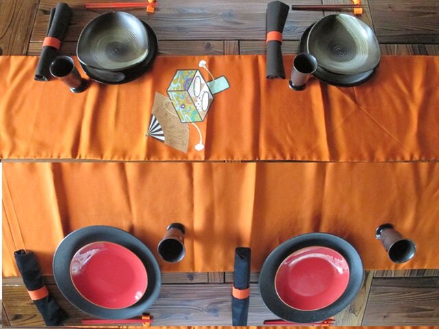 r97 飾り軸付 127x30.5cm 帯 テーブルランナー テーブルセンター