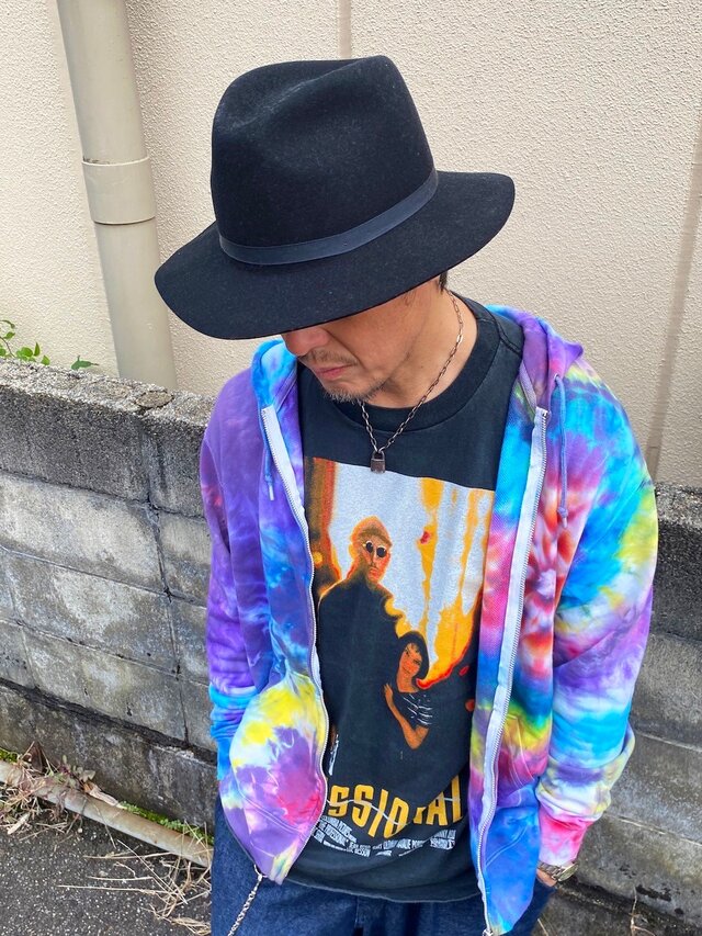 タイダイ染め　ジップアップ　フーディ　パーカー カラフル　ムラ染め　XLサイズ 曼荼羅　HD22-88
