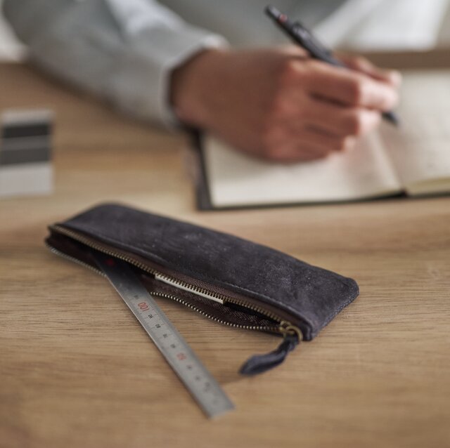 ジビエ鹿革・ジビエレザー】ENISICA カクシカ ペンケース 茅葺