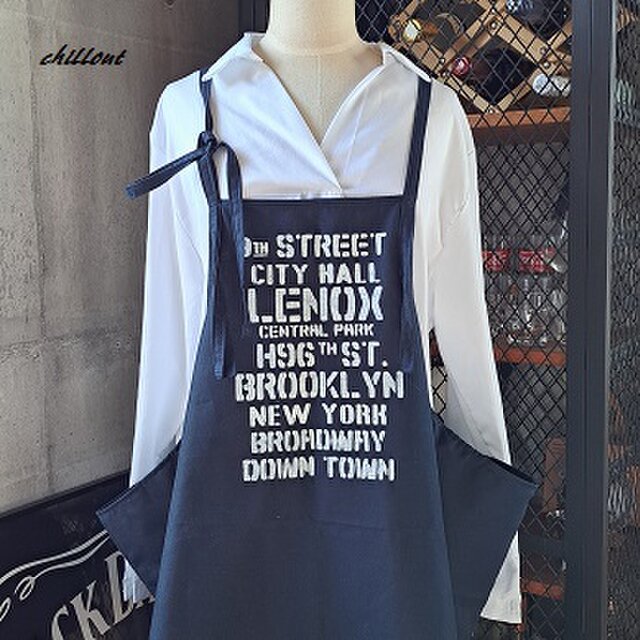 【sale】【背中がかわいい】エプロンドレス：ネイビー×ブルックリン【0612】