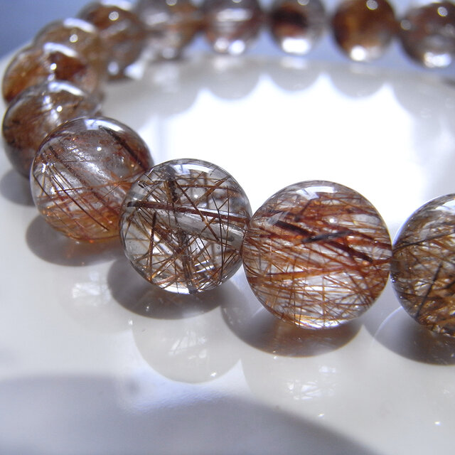 beads573]ブロンズルチルクォーツ10mm ブレスレット 19粒 | iichi 日々